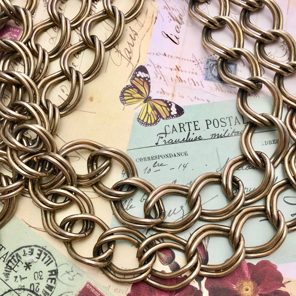 Vintage Double Link Brass Curb Chain 24x28mm (Sold By The Foot) (BRA67)
