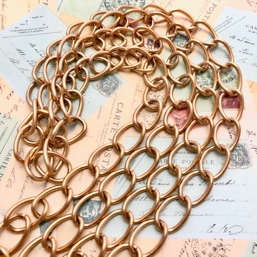 1970s Vintage Matte Brass Curb Chain 14x20mm (Sold By The Foot) (BRA40)