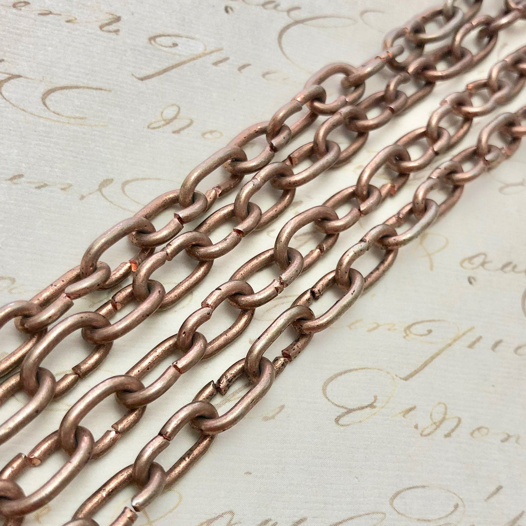 1970s Vintage Oval Copper Chain (Sold By The Foot) 7x9mm