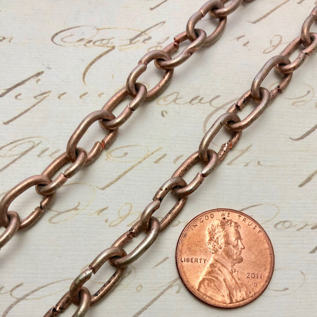 1970s Vintage Oval Copper Chain (Sold By The Foot) 7x9mm
