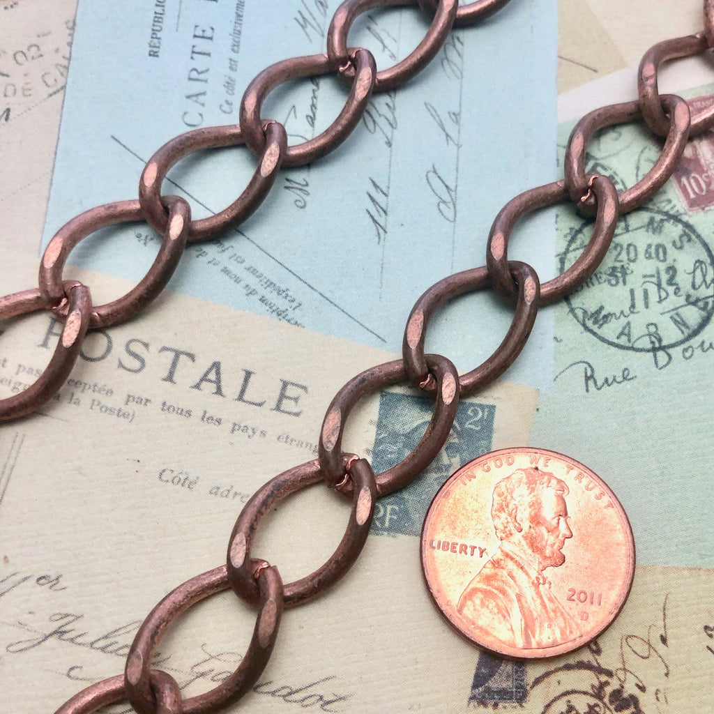 1970s Vintage Solid Copper Chain (Sold By The Foot) 10x16mm