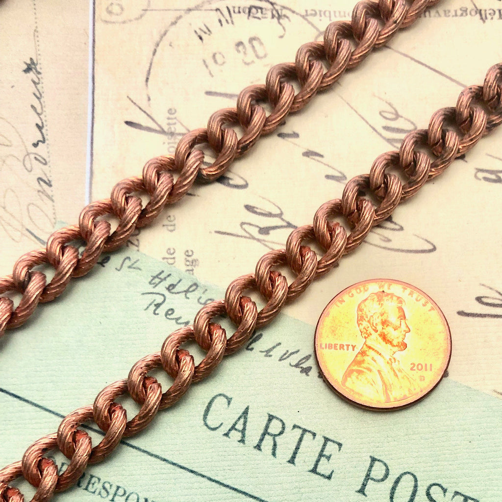1970s Vintage Copper Plated Chain (Sold By The Foot) 7x9mm (COPP35)