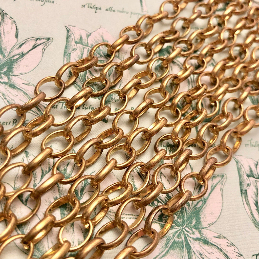 Shiny Vintage Oval Brass Plated Chain 6x9mm (Sold By The Foot) (BRA37)