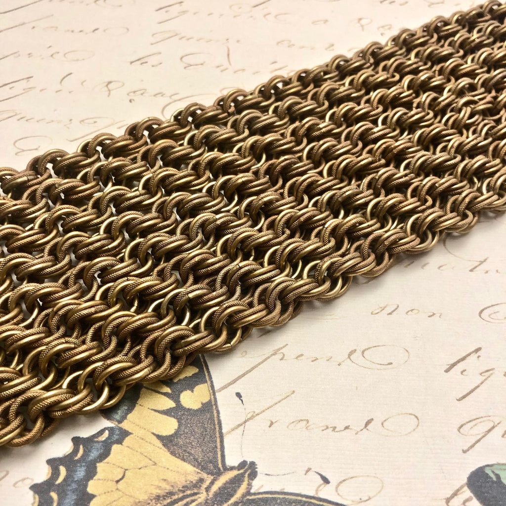 Woven Vintage Brass Chain 9x9mm (Sold By The Foot) (BRA14)