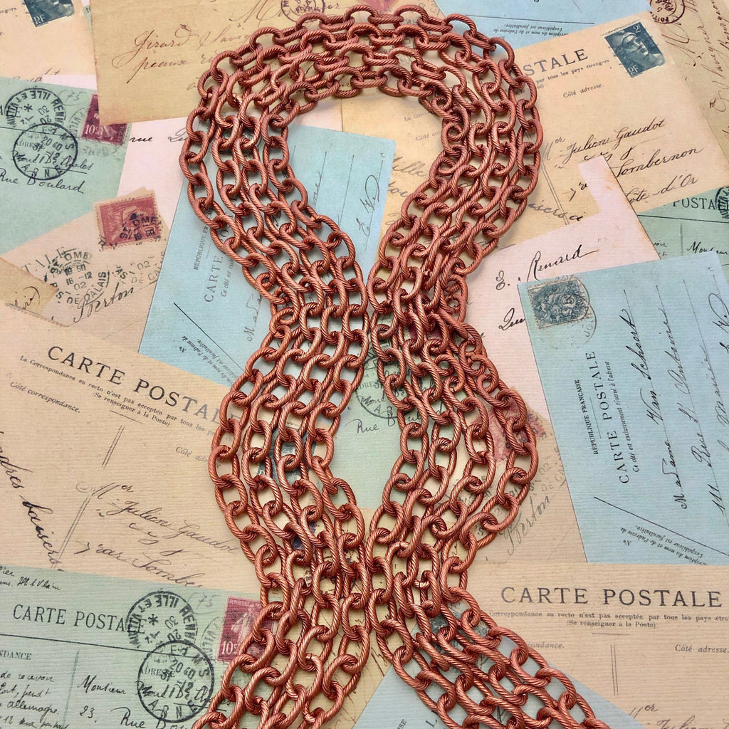 1970s Vintage Copper Chain (Sold By The Foot) 7x9mm