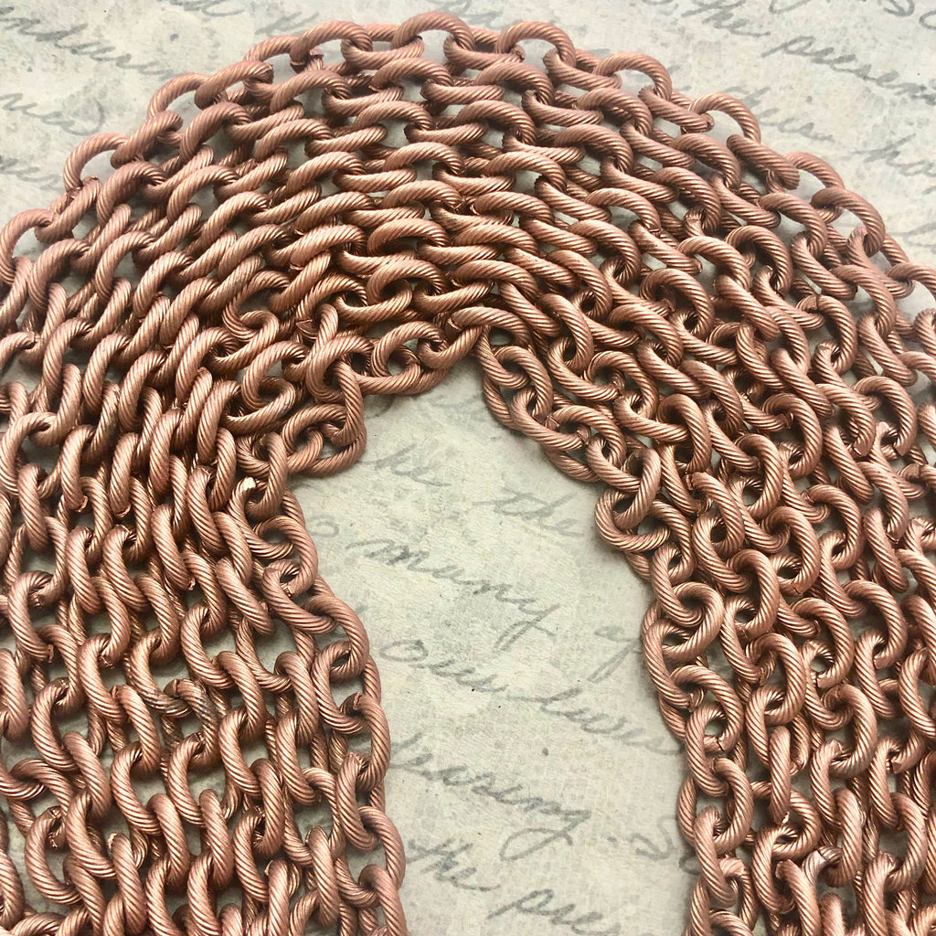 1970s Vintage Copper Plated Chain With Texture (Sold By The Foot) 8x10mm