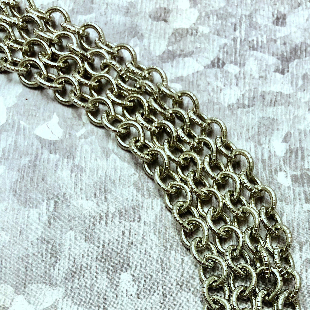 Round Silver Etched Metal Chain (Sold By The Foot) 6X7mm