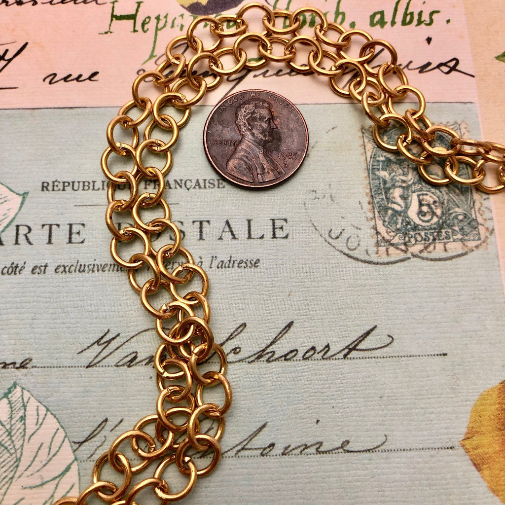 Shiny Vintage Round Brass Chain 6mm (Sold By The Foot) (BRA23)