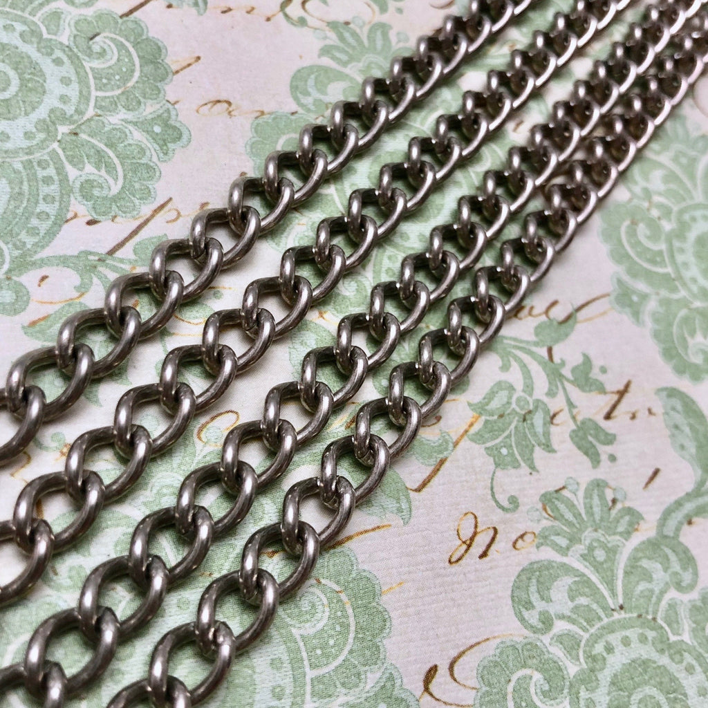Silver Metal Curb Chain (Sold By The Foot) 6x8mm