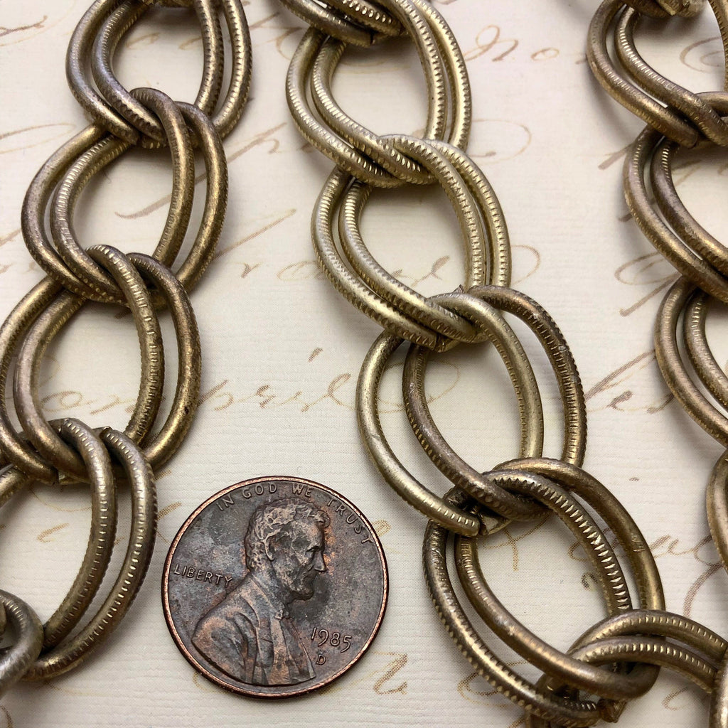 Vintage Double Link Brass Curb Chain 15x22mm (Sold By The Foot) (BRA4)