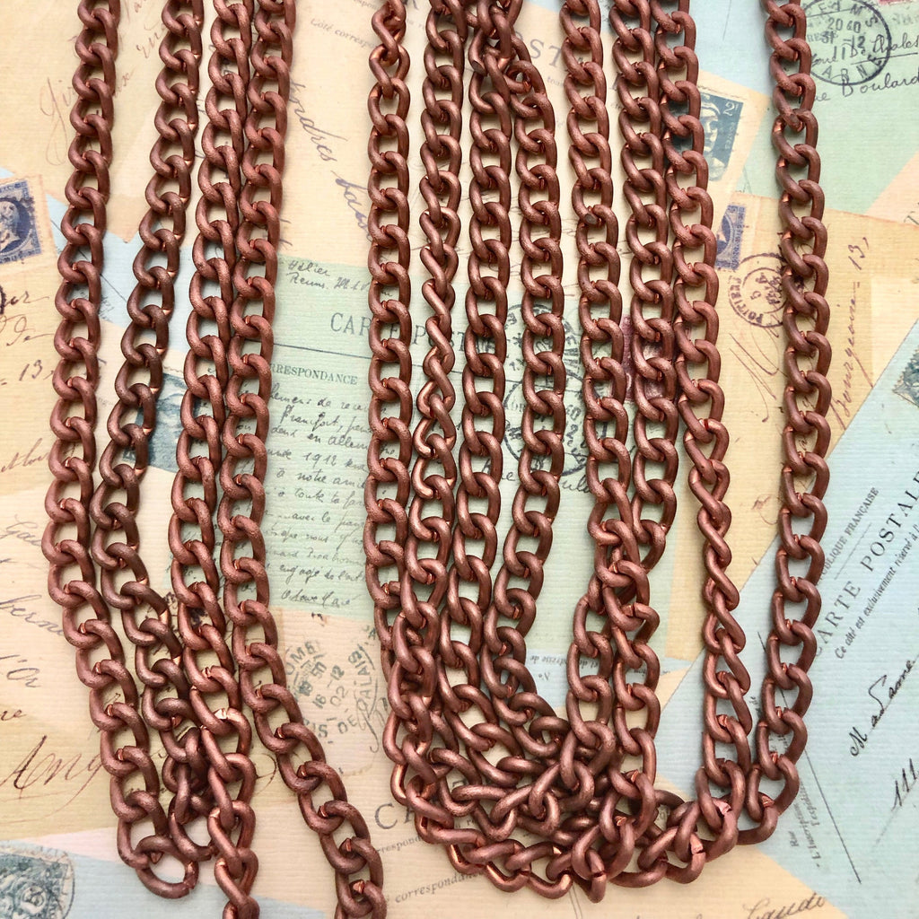 1970s Vintage Copper Curb Chain (Sold By The Foot) 6x9mm