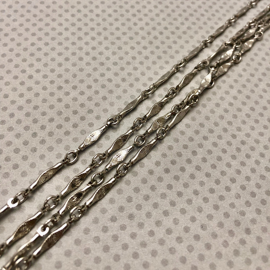 Silver Brass Etched Chain (Sold By The Foot) 2x15mm