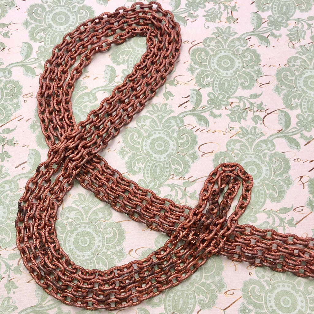 1970s Vintage Copper Plated Chain (Sold By The Foot) 5x11mm