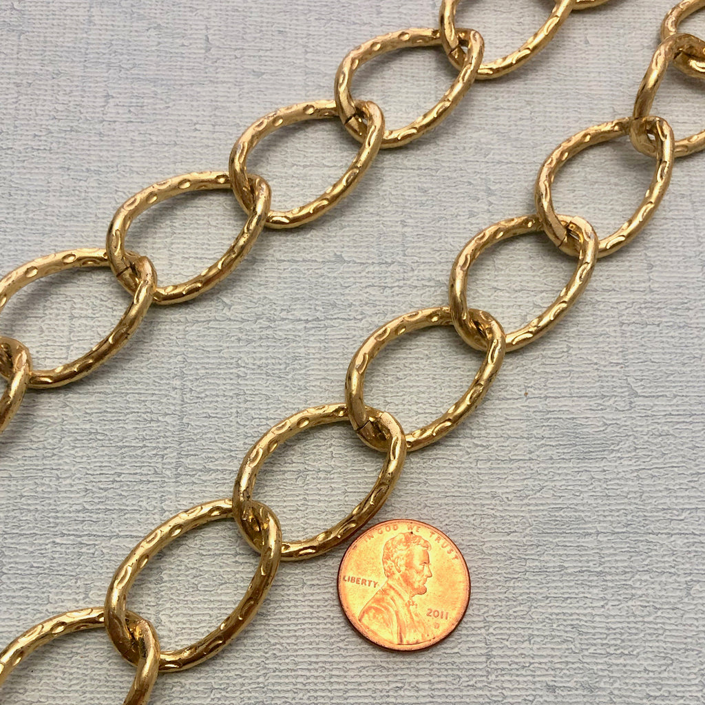 Vintage Aluminum Gold Brass Curb Chain 20x28mm (Sold By The Foot) (ALUM22)