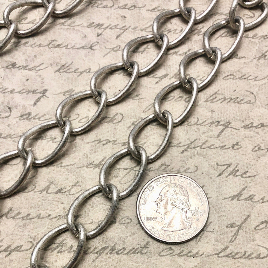 Silver Metal Curb Chain (Sold By The Foot) 13x20mm