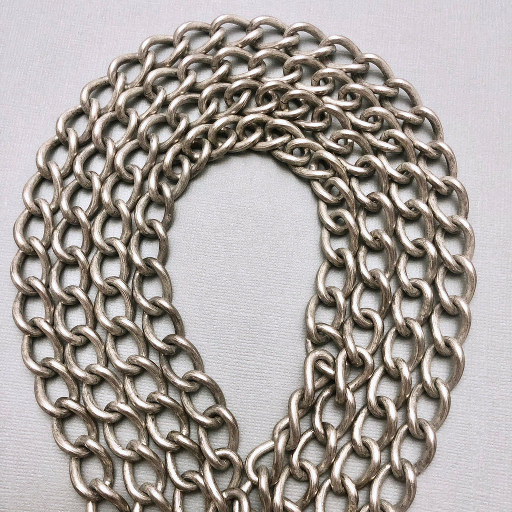 Vintage Heavy Silver Curb Chain (Sold By The Foot) 12x18mm