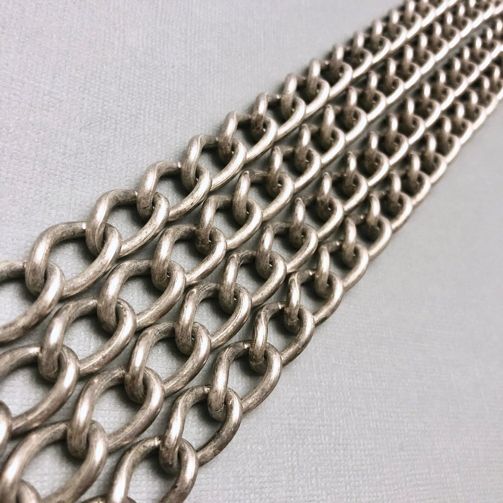 Vintage Heavy Silver Curb Chain (Sold By The Foot) 12x18mm
