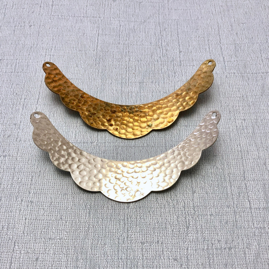 Vintage Hammered Brass Choker Pendant (Choose From 2 Different Colors) Gold Or Silver