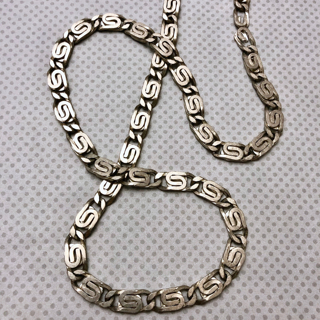 Vintage Silver Interlocked Chain (Sold By The Foot) 8x17mm
