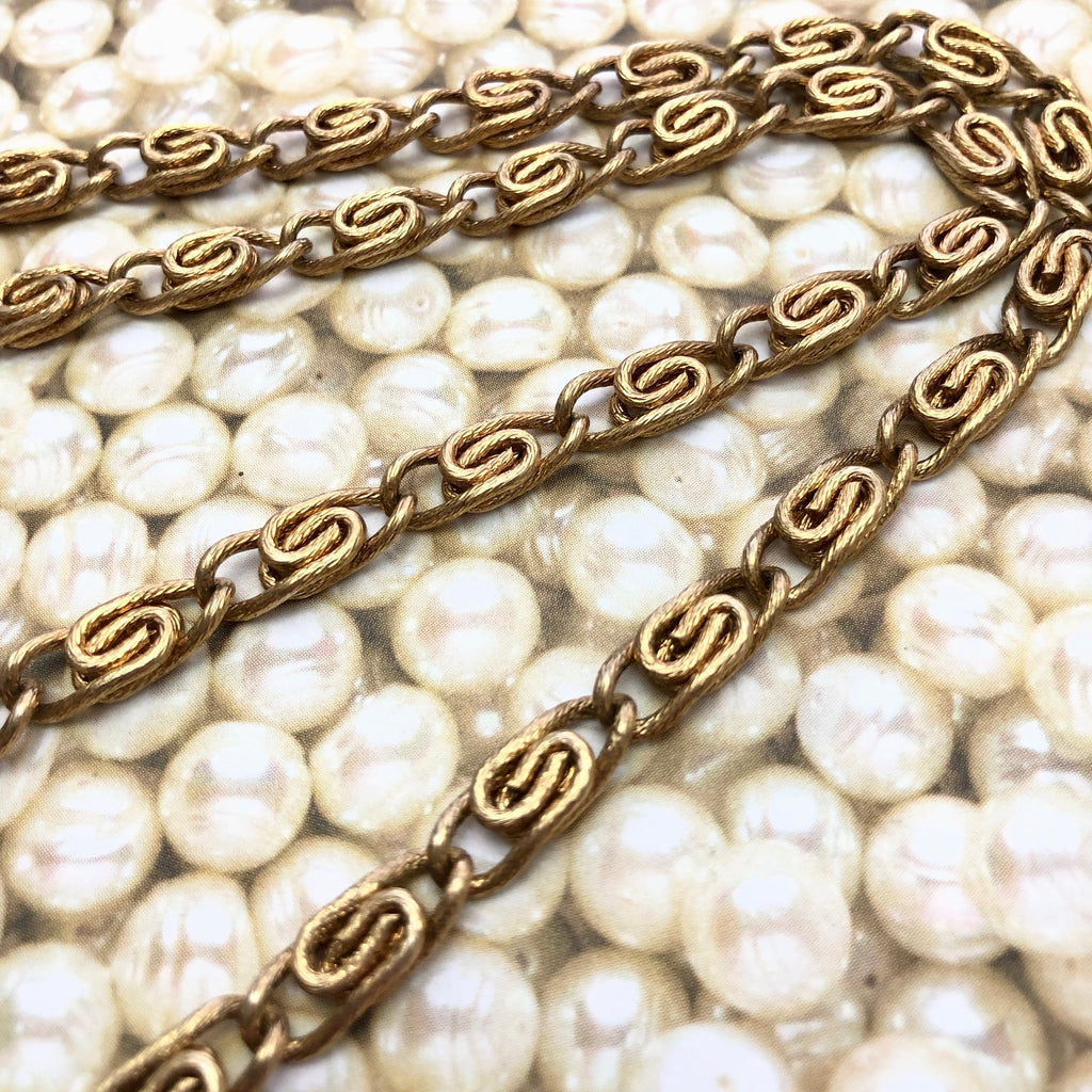 Vintage Gold Interlocked Chain 6x15mm (Sold By The Foot) (BRA47)