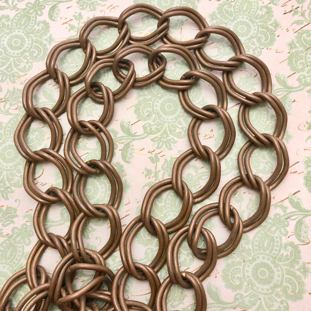 Vintage Double Link Brass Curb Chain 24x28mm(Sold By The Foot) (BRA62)