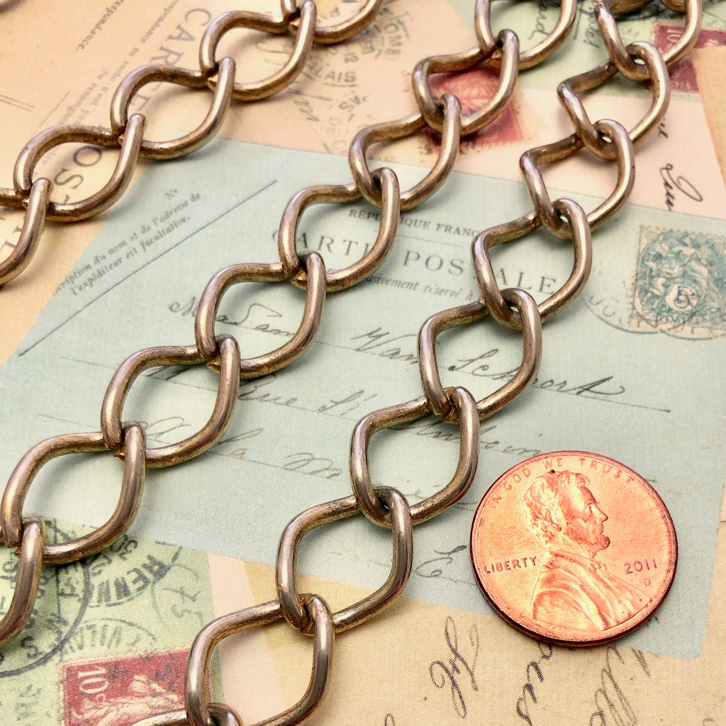 Vintage Gold Brass Curb Chain 14x20mm (Sold By The Foot) (BRA53)