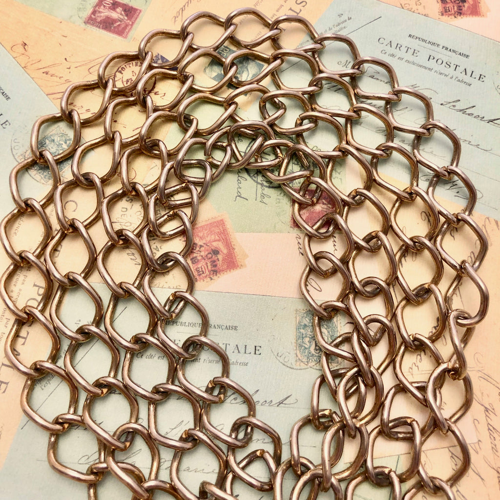 Vintage Gold Brass Curb Chain 14x20mm (Sold By The Foot) (BRA53)