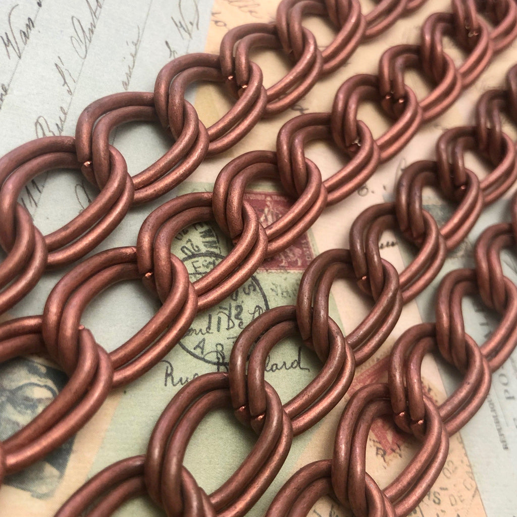 Vintage Double Link Copper Curb Chain (Sold By The Foot) 12x19mm