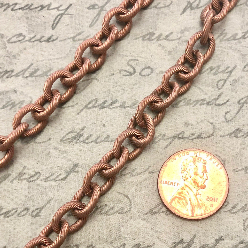 1970s Vintage Copper Plated Chain With Texture (Sold By The Foot) 8x10mm