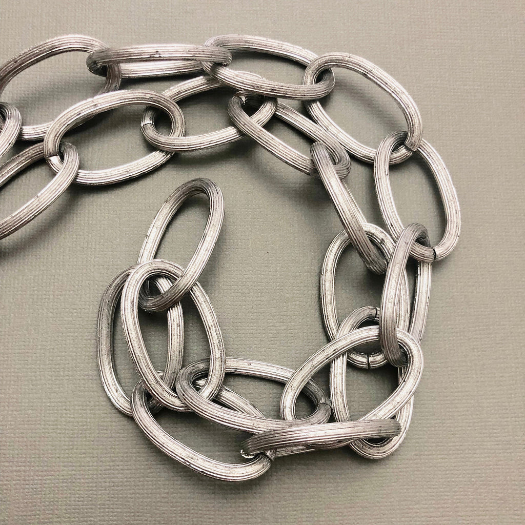 Aluminum Silver Matte Textured Chain 22x37mm (Sold By The Foot) (ALUM29)