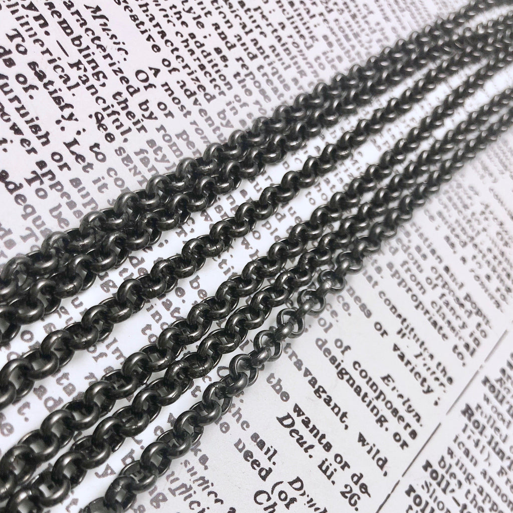 Small Gunmetal Rolo Chain 5mm (Sold By The Foot) (SILV2)