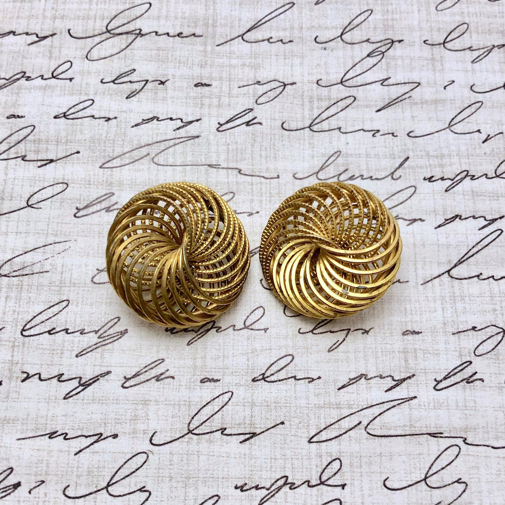 A Pair Of Vintage Brass Spiral Knot Pendants (BP99)