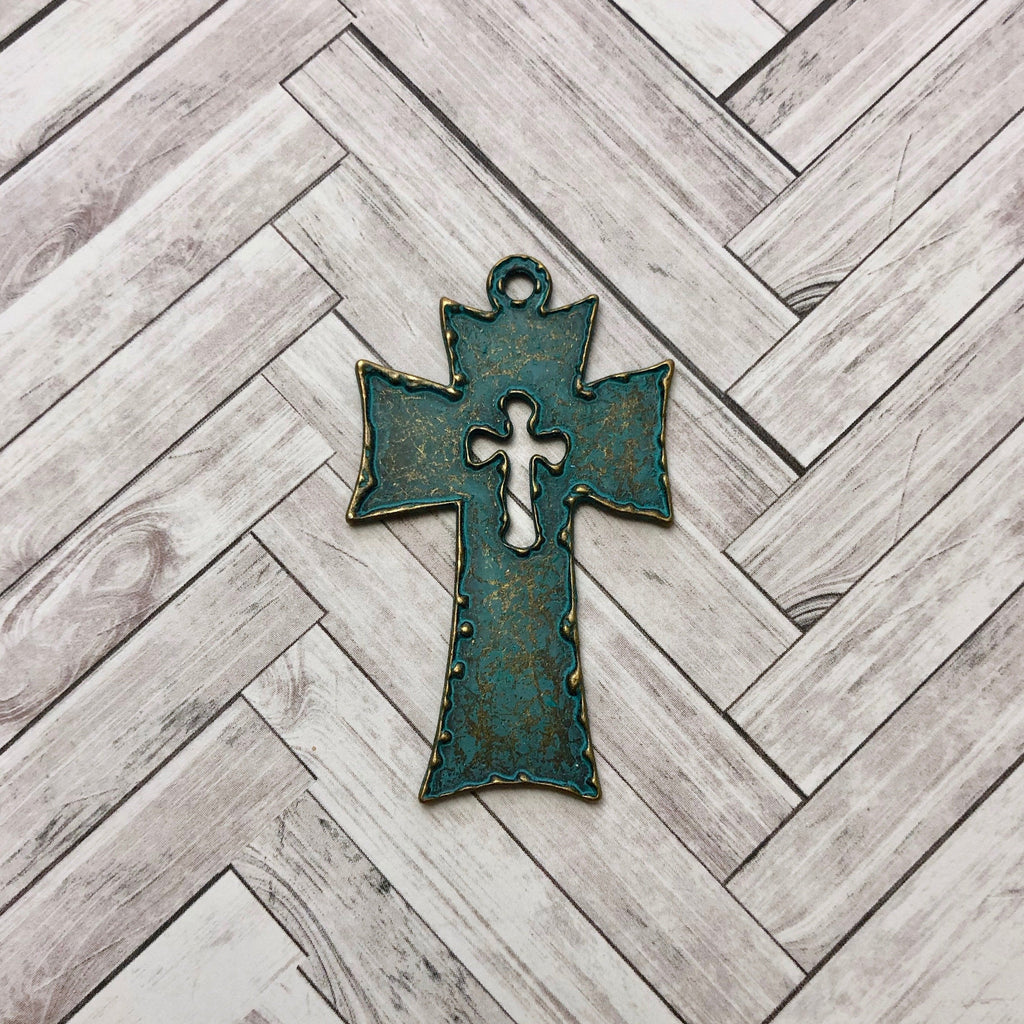 Blue Patina Cross (MC15)