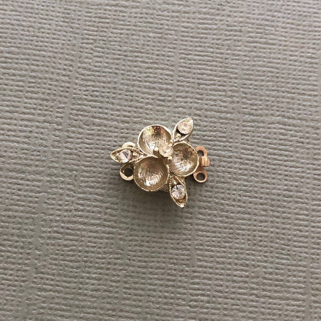 Vintage Japanese Floral Box Clasp With Rhinestones