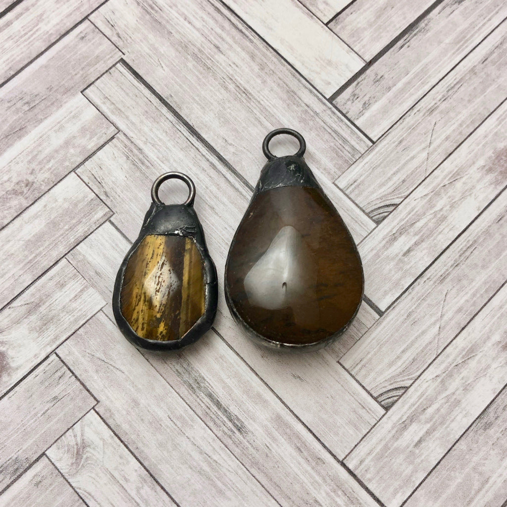 Tiger&#39;s Eye Hand Soldered Pendants ( 2 Sizes To Choose From)