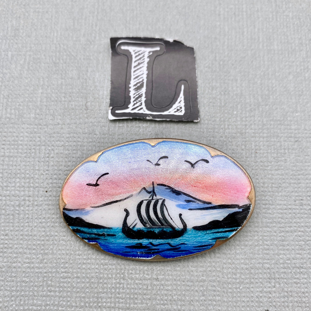 Pastel Colored Enamel Ocean With Birds Brooches (EB8)