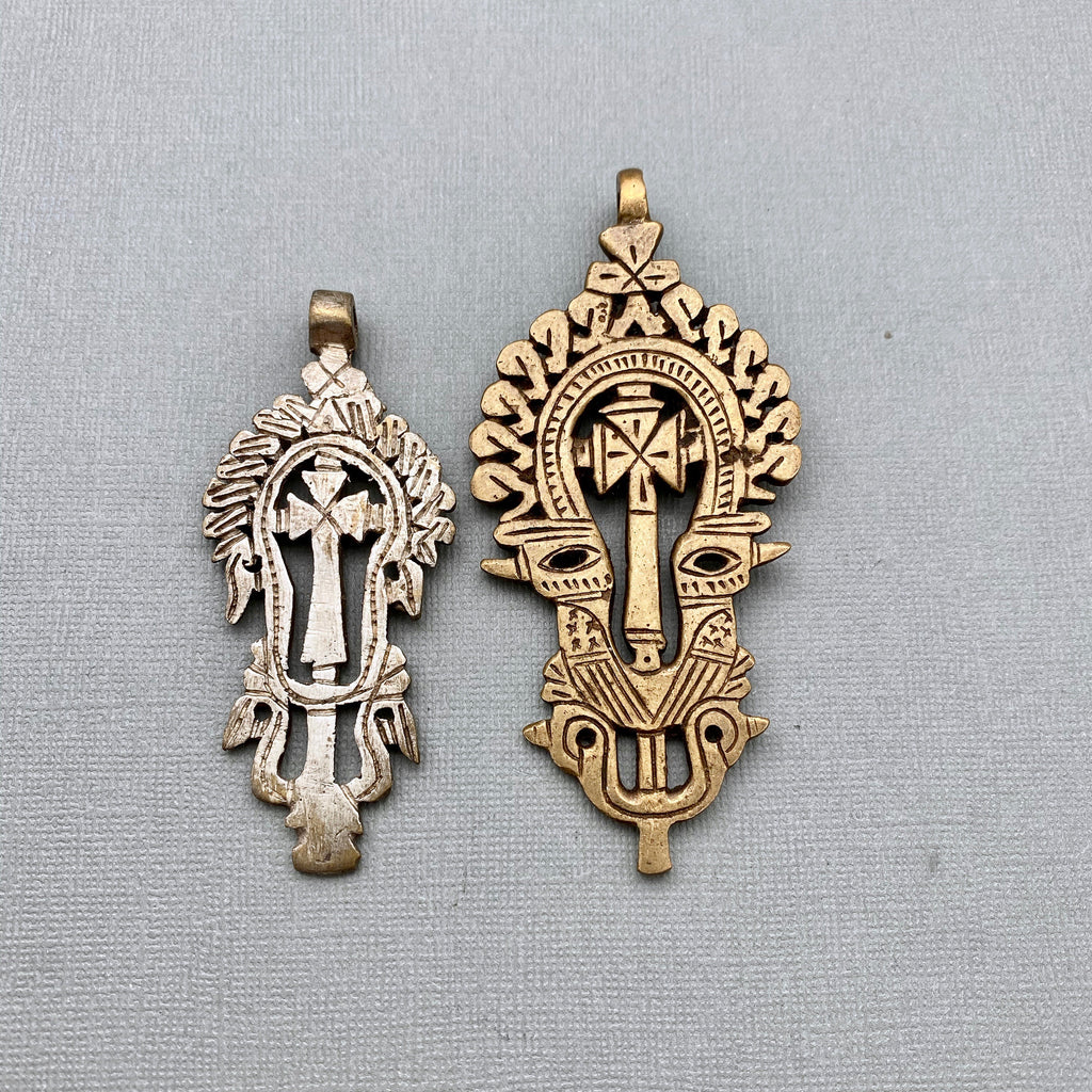 Elongated Brass Ethiopian Cross Pendant (Choose From 2 Different Options) (LBC3)