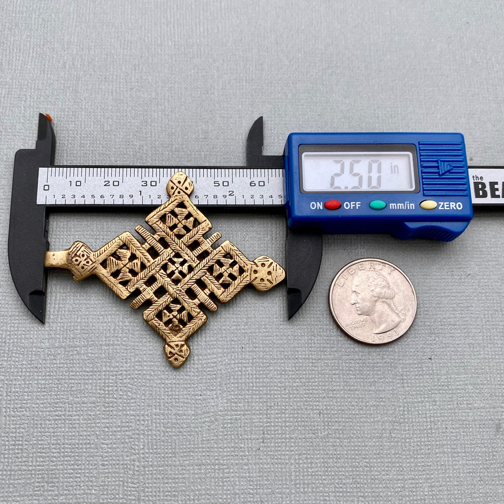 Ethiopian Coptic Cross Pendant (Available In 2 Colors) Antique Brass & Black Patina (LBC36)