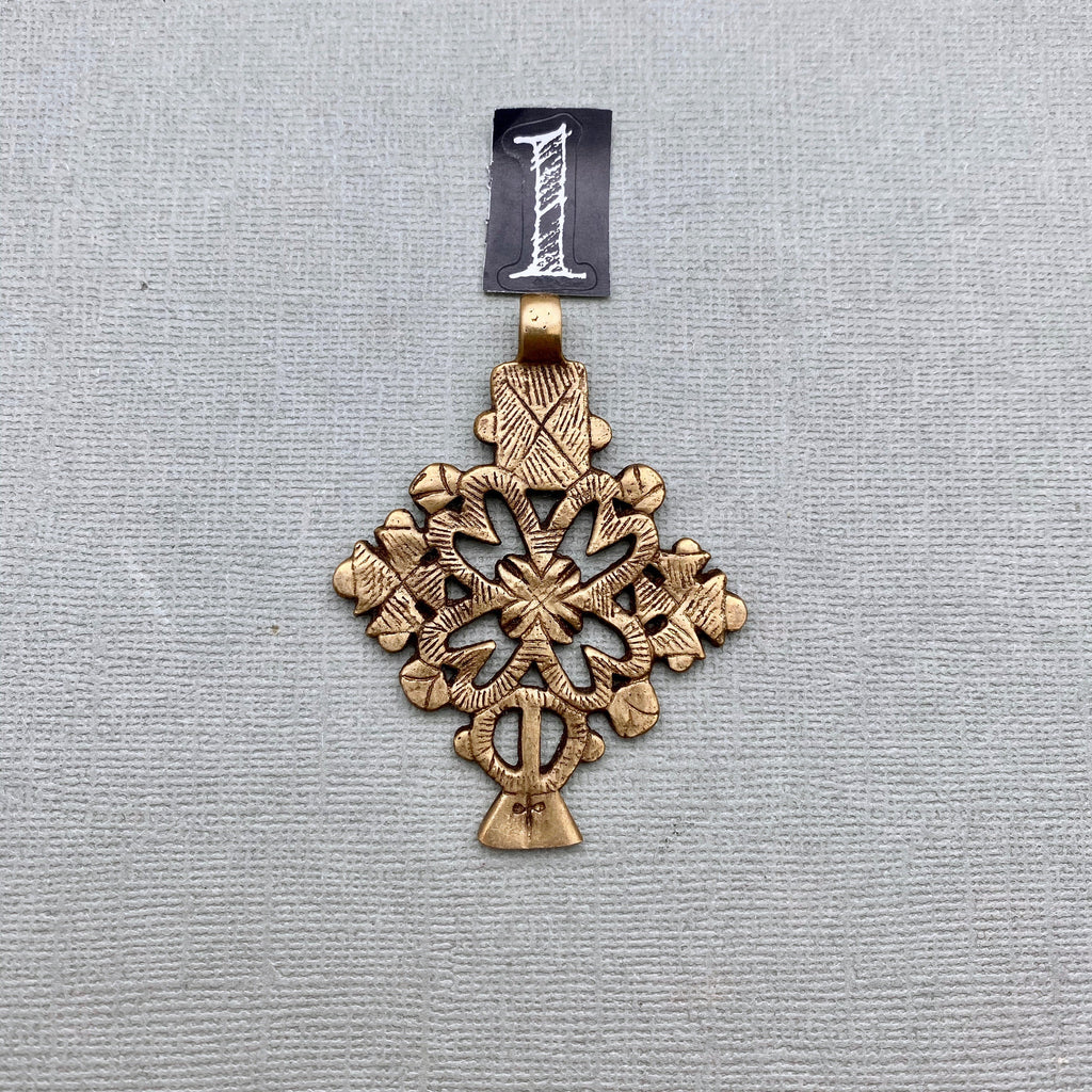 Detailed Ethiopian Brass Cross Pendant (Available In 2 Options) (LBC63)