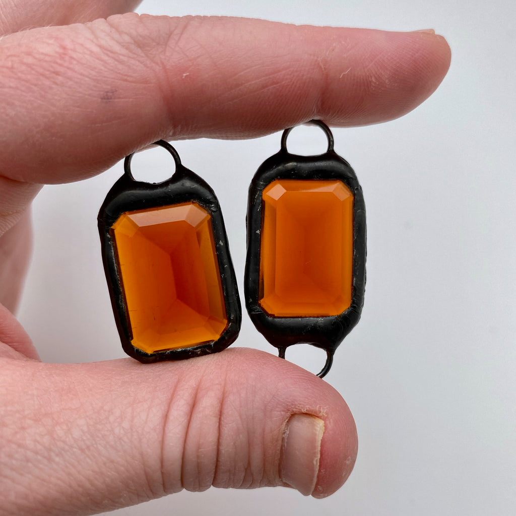 Rectangular Red Amber Pendant & Connector Rhinestone (Available in 2 Options) (SGP18)