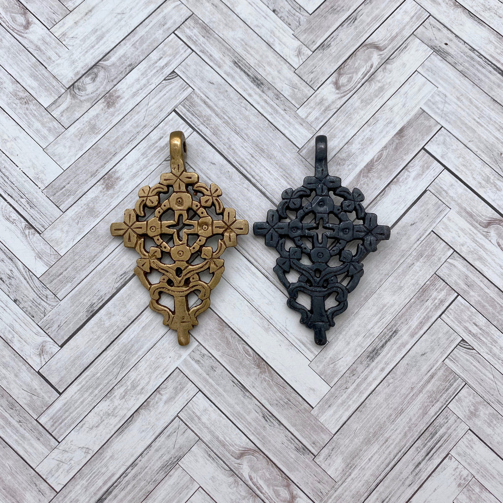 Brass African Cross Pendant (Choose From 2 Different Colors) (LBC29)