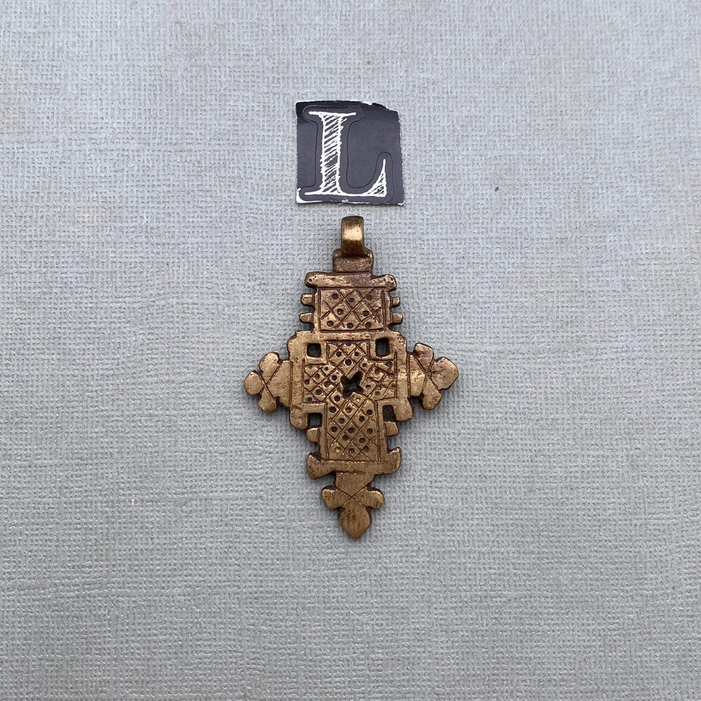 Ethiopian Cross Pendants In Antique Brass, (Choose From 2 Different Sizes) (SBC1)