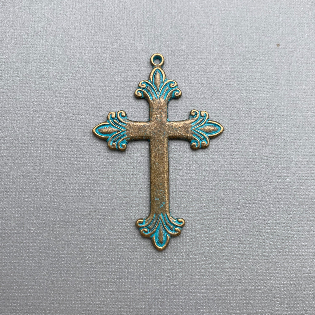 Medieval Looking Blue Patina Cross (MC16)