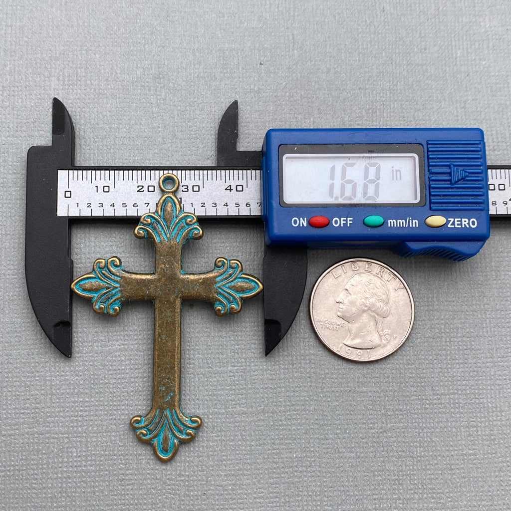 Medieval Looking Blue Patina Cross (MC16)