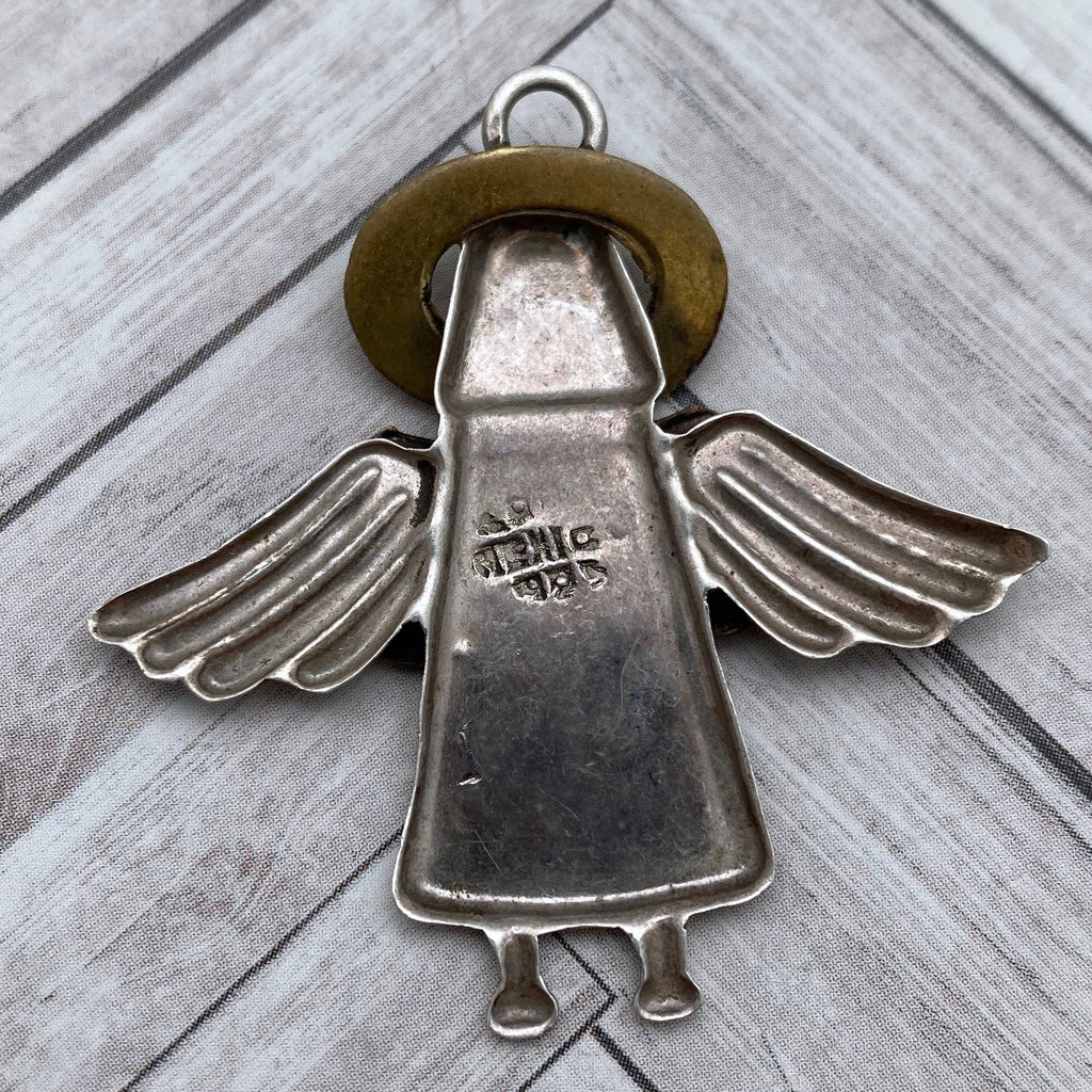 Mexican Sterling Silver & Brass Angel Pendant (SP74)