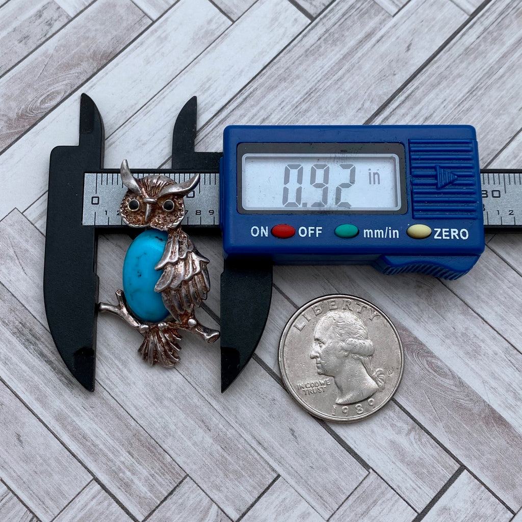 Mexican Sterling Silver Turquoise Owl Pendant (SP91)