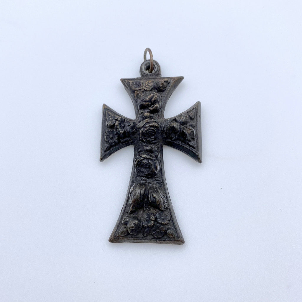 Antique Gutta Percha Mourning Cross Pendant (OC1)