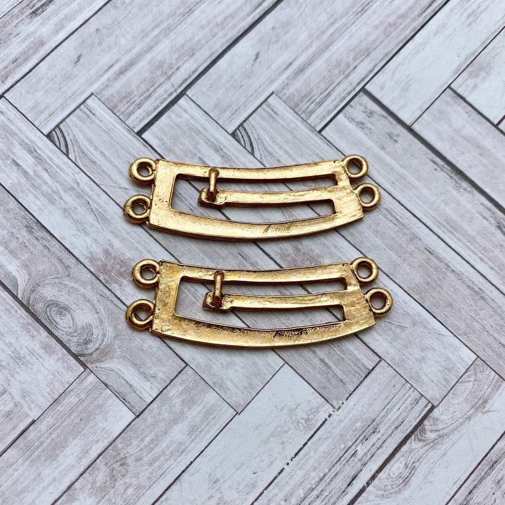 Pair Of Double Connector Gold Brass Plated Pendants (MP14)