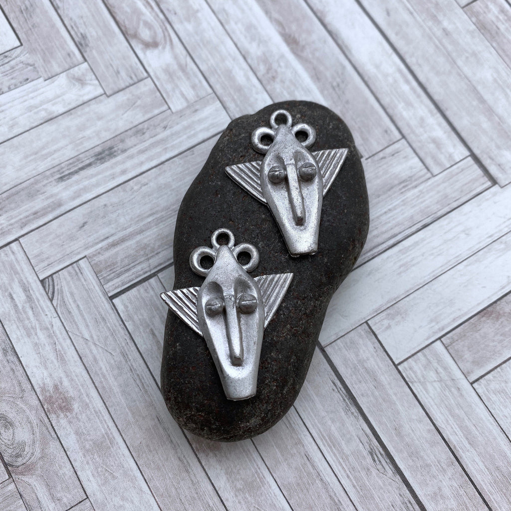 Pair Of Silver Component Pewter Face Pendants (MP76)