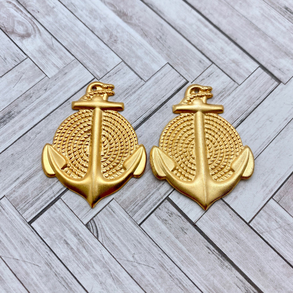 Pair Of Anchor Metal Stamping Pendants (MP78)